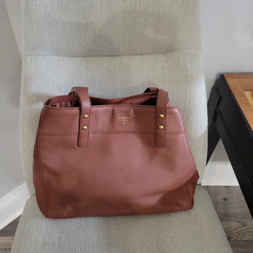 Fossil Brown Leather Tote Bag - Picture 4 of 7